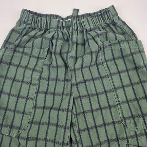 BDG Cargo Pants Womens Small Green Plaid Windowpane Wide Leg Elastic Waist - Picture 3 of 13